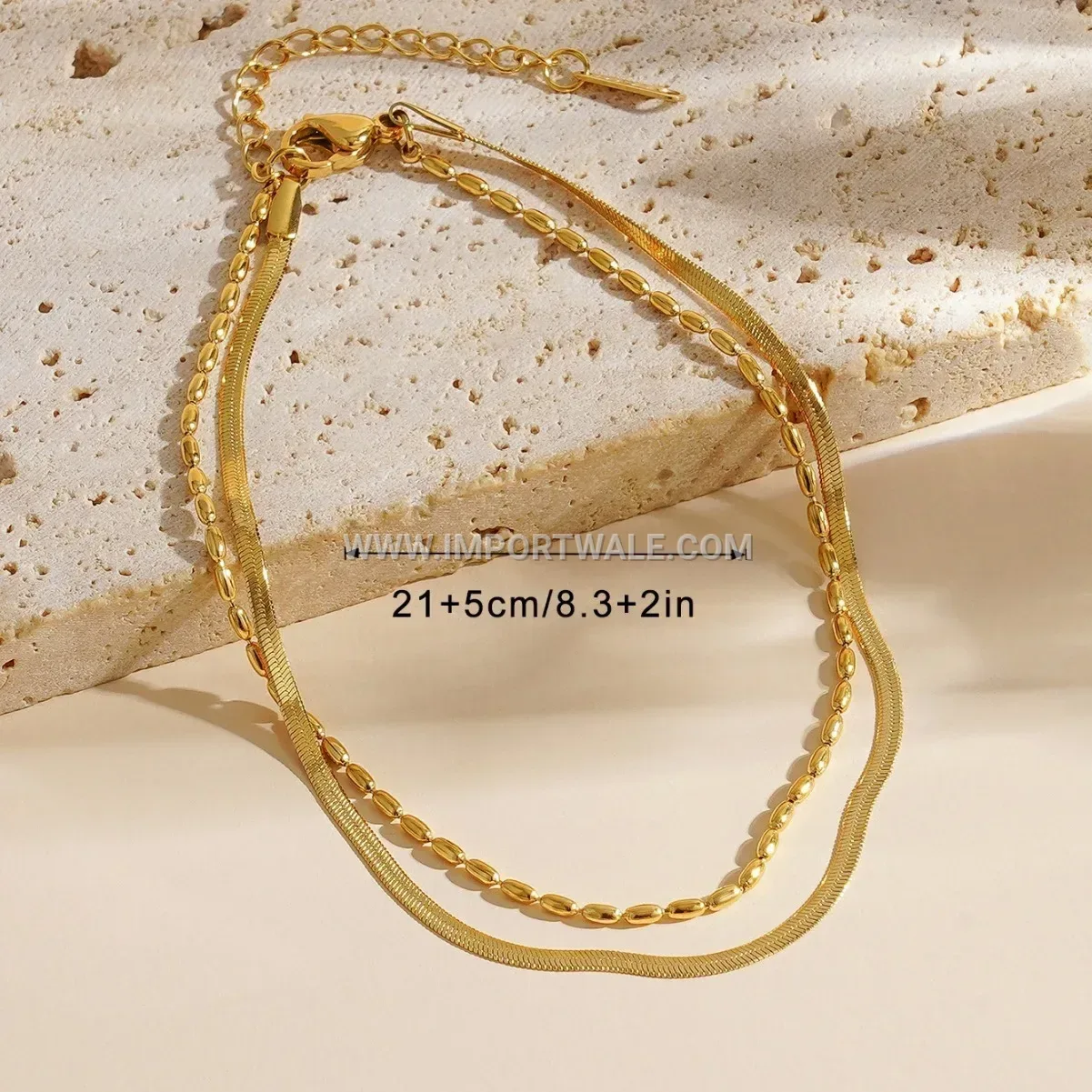 Double Layer Snake Chain Anti Tarnish Stainless Steel Anklet