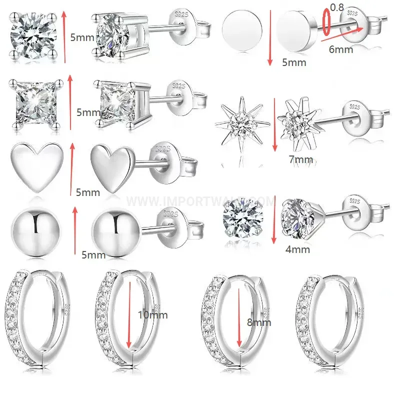Fashion Vintage Zircon Heart Stainless Steel Cartilage Piercing Set