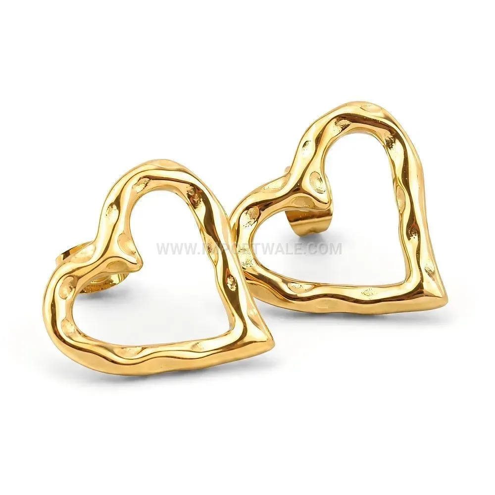Openwork Heart Cutout Gold Plated Stainless Steel Earrings