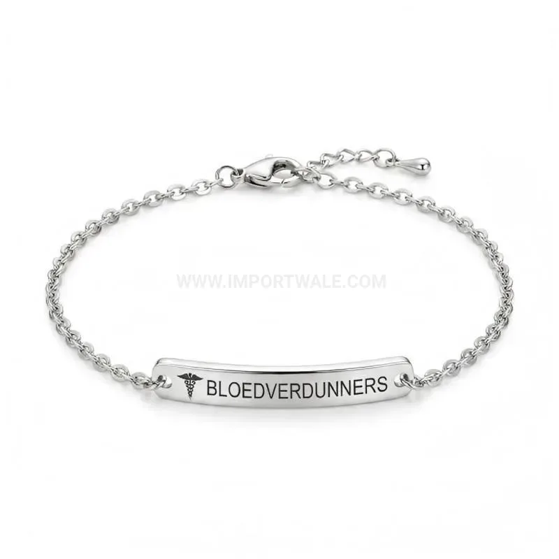 Premium Customizable Stainless Steel Medical Alert ID Chain Bracelet for Women