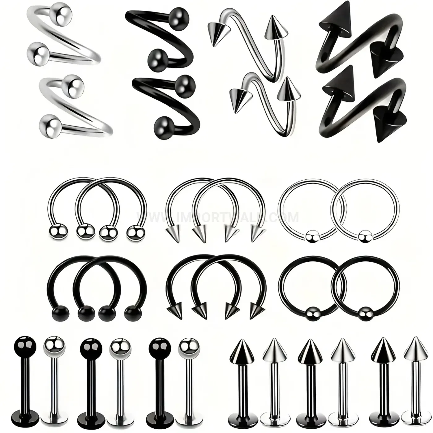 Chic Minimalist Spiral Curved Barbell Stainless Steel Horseshoe C Ring Piercing