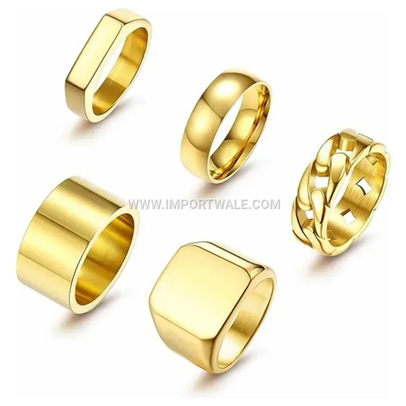 Stainless Steel Stackable Signet Ring Set