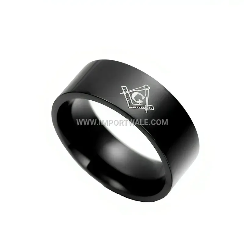 Flat Surface Stainless Steel Masonic Band Ring