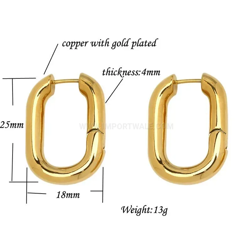 Premium Minimalist Gold Plated Copper U Shaped Hoop Earrings