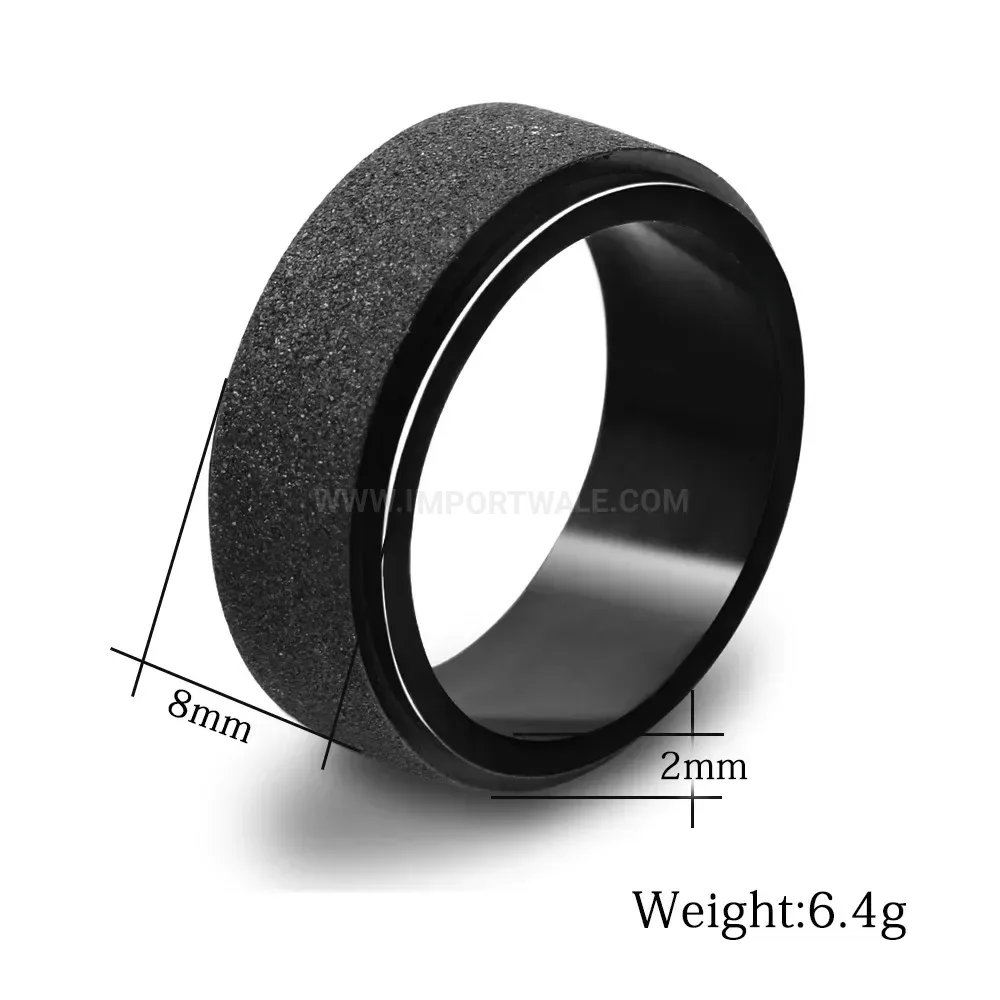 Classic Minimalist Black Matte Spinner Stainless Steel Ring