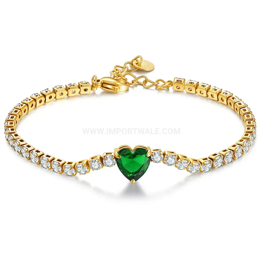 18K Gold Plated Stainless Steel Cubic Zirconia Adjustable Bracelet