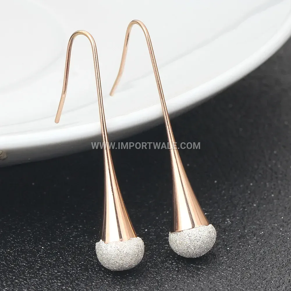 Frosted Teardrop Stainless Steel Stud Earrings