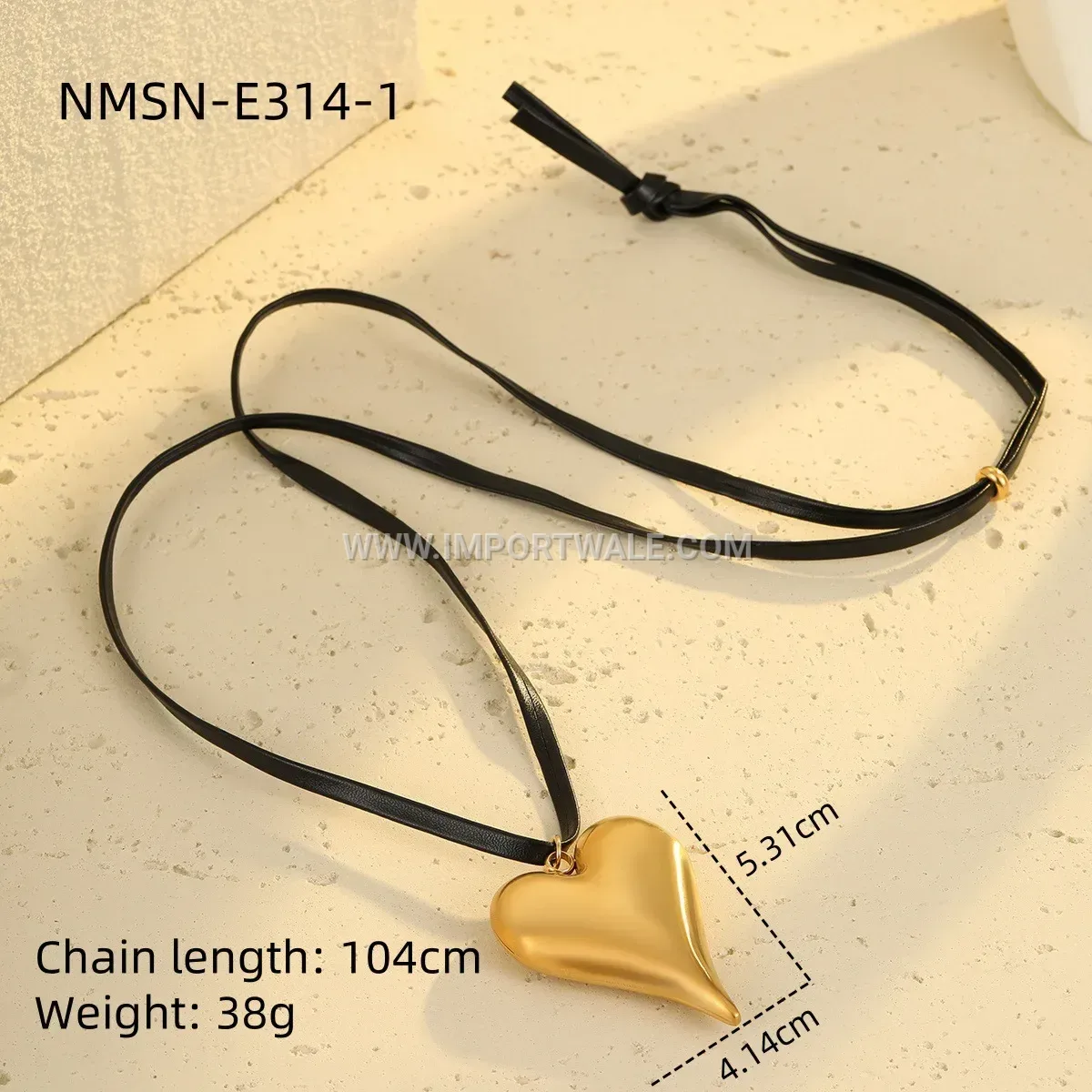 Gold Plated Stainless Steel Heart Pendant Necklace