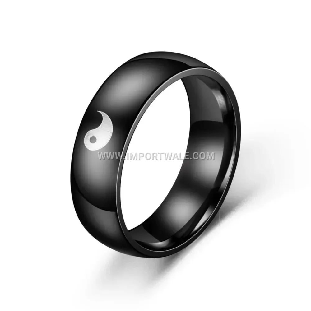 Stainless Steel Tai Chi Bagua Symbol Couple Ring Band