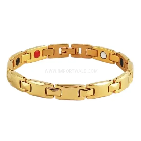 Minimalist Gold Titanium Steel Square Link Bio Bracelet