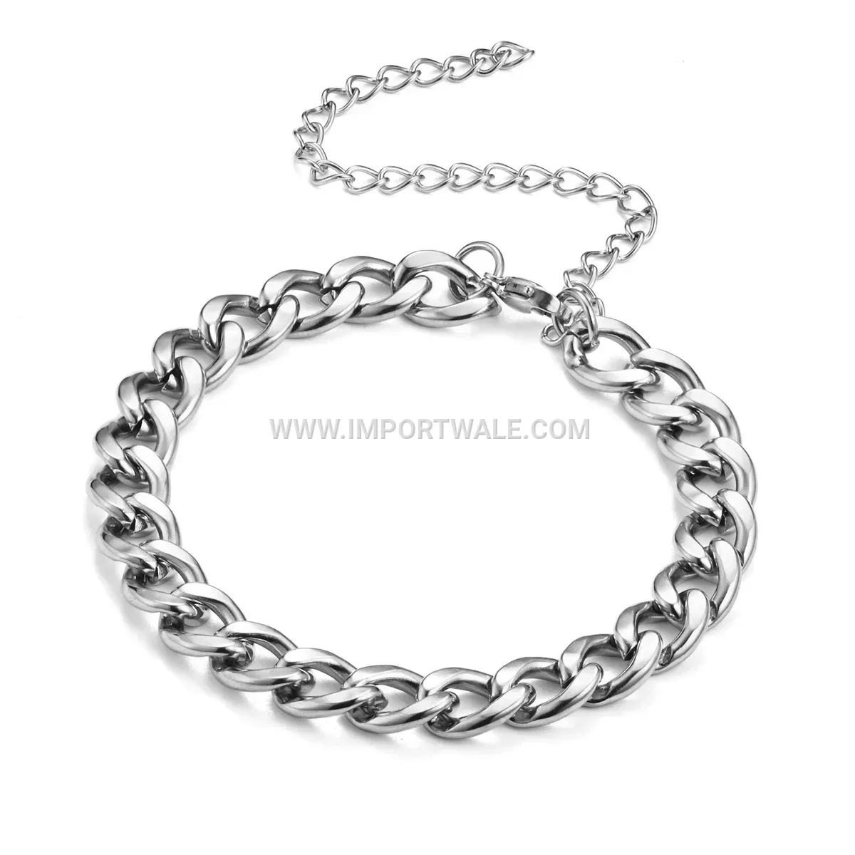 Stainless Steel Cuban Link Chain Anklet with Extension