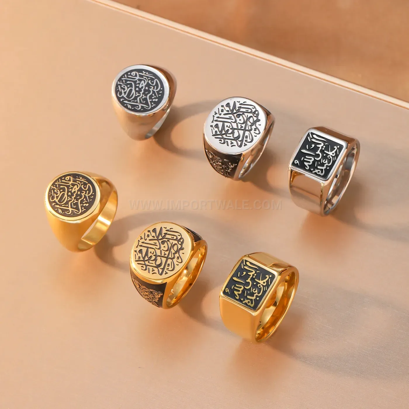 Fashion Men's Gold Plated Stainless Steel Allah Medallion Signet Ring
