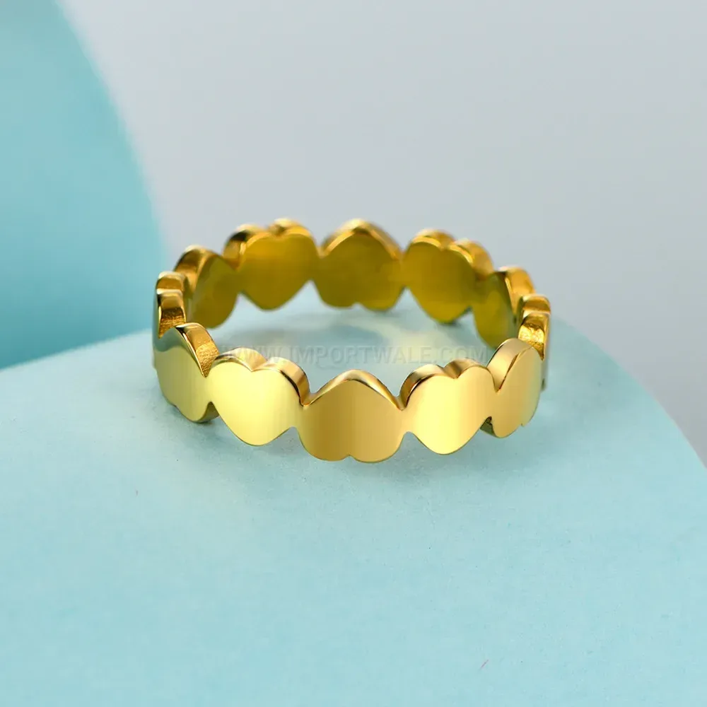 Fashion Minimalist Gold Plated Heart Band Stainless Steel Ring