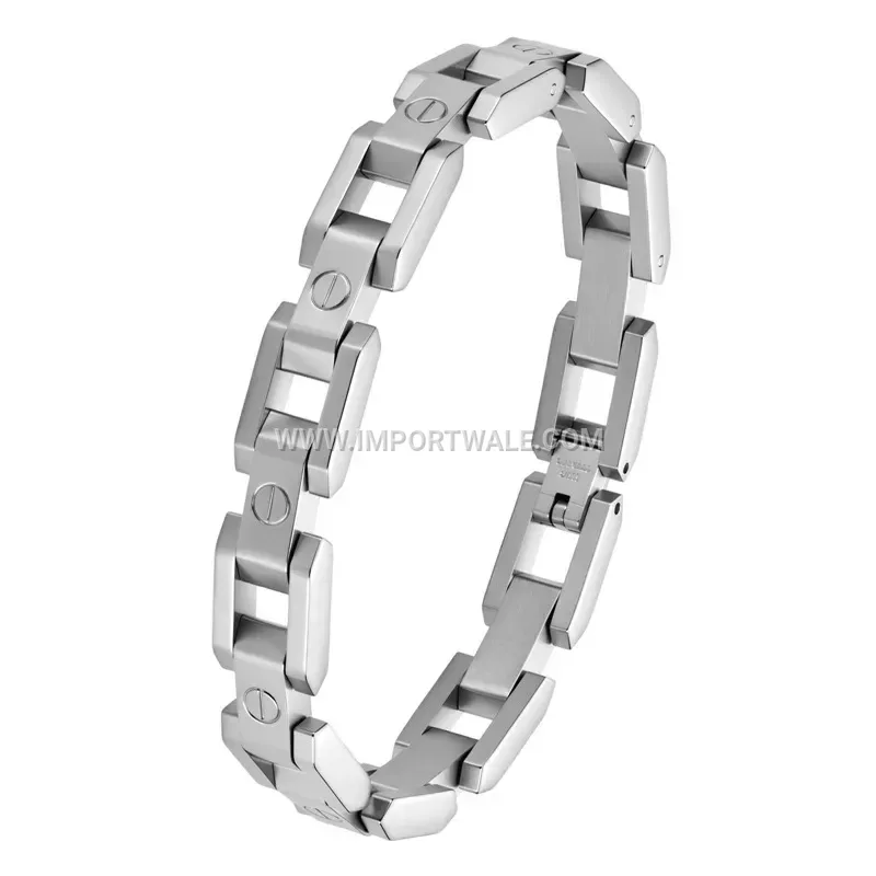 Adjustable Stainless Steel Nail Bangle with 18K Gold Plating