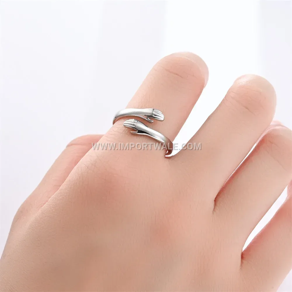 Adjustable Stainless Steel Hug Ring with Engraved Message