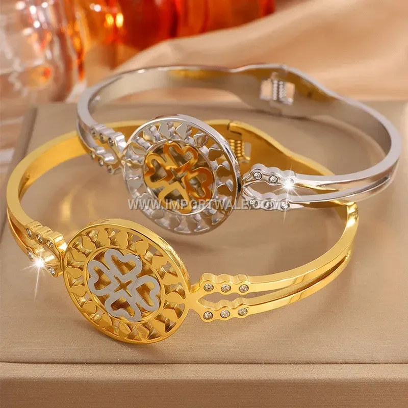 18K Gold Plated Titanium Steel Geometric Disc Bracelet