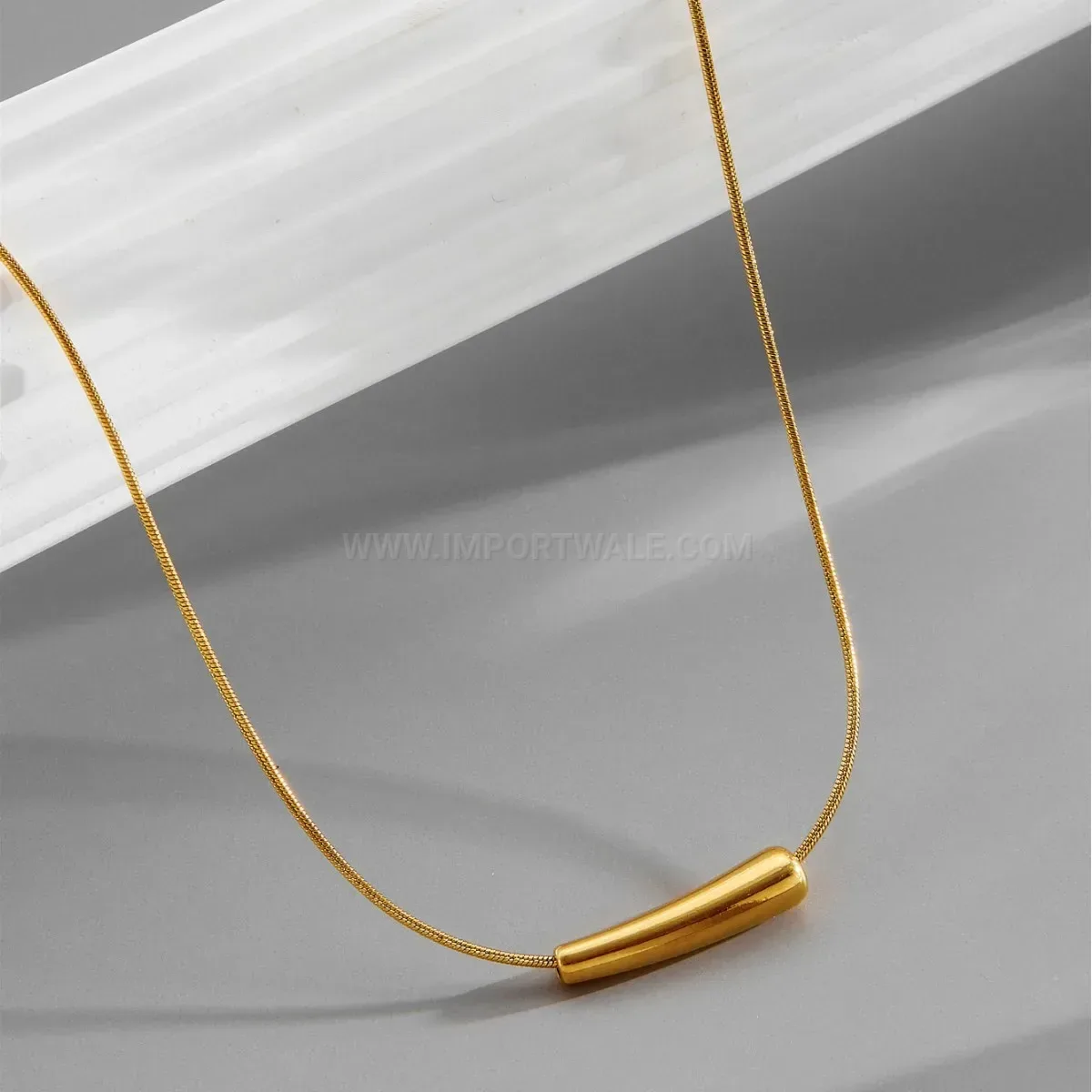 Classic Geometric Titanium Steel Eggplant Charm Pendant Necklace