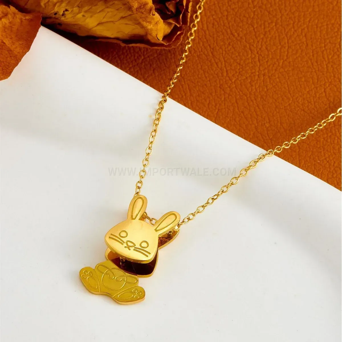 Classic Articulated Swinging Rabbit Stainless Steel Pendant Necklace