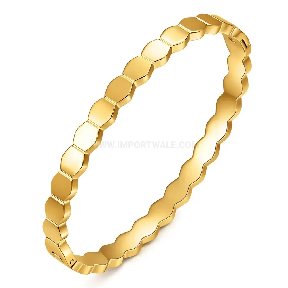 Fashion Geometric Stainless Steel Honeycomb Hinged Bangle