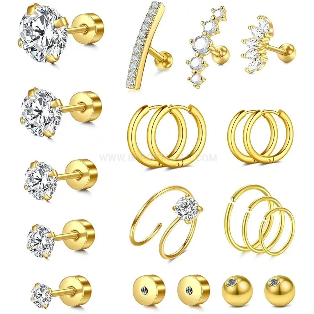 Stylish Integrated Zircon Stainless Steel Cartilage Ear Studs