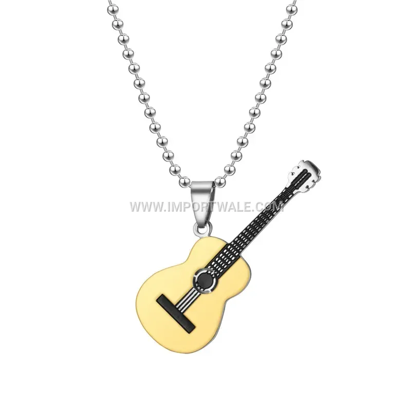 Titanium Steel Music Guitar Pendant Necklace
