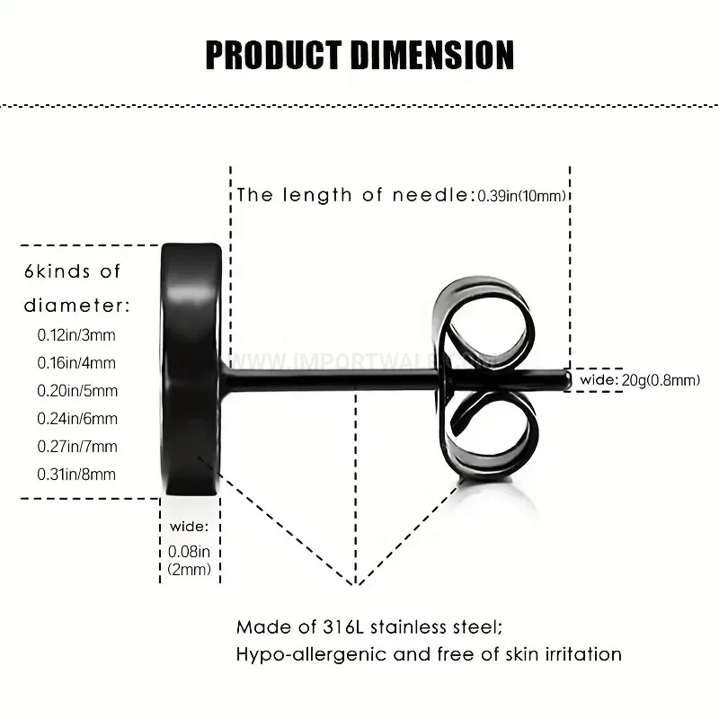 Stylish Minimalist Stainless Steel Disc Stud Piercing Earrings