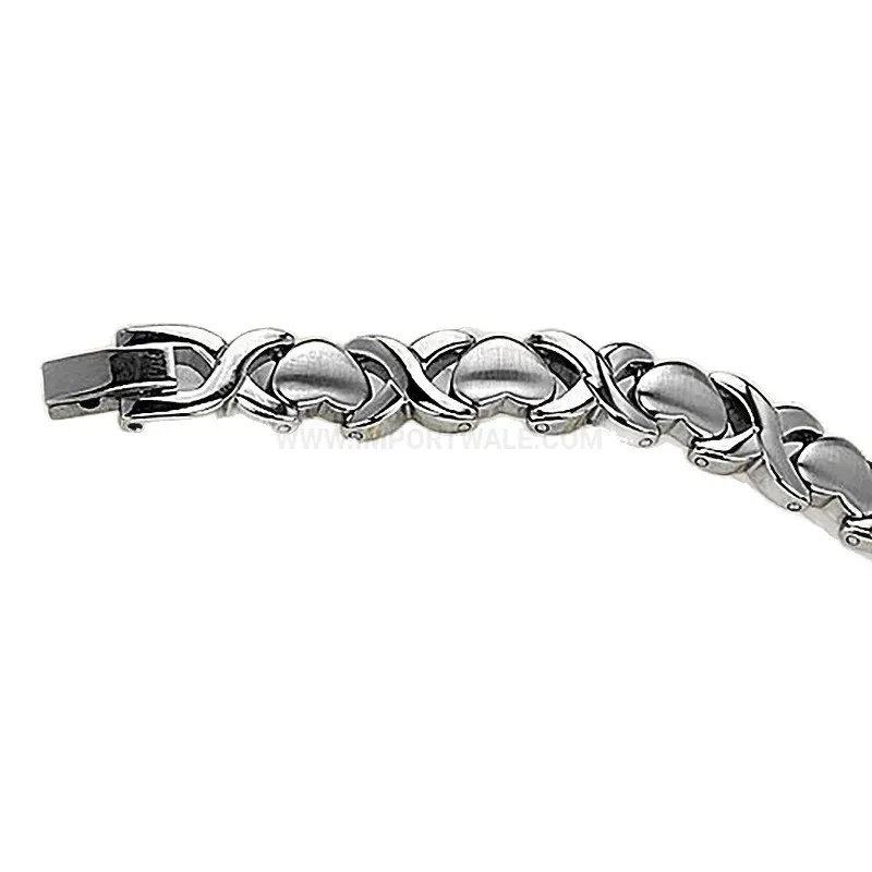 Designer Interlocking Heart Stainless Steel Bio Magnetic Energy Bracelet