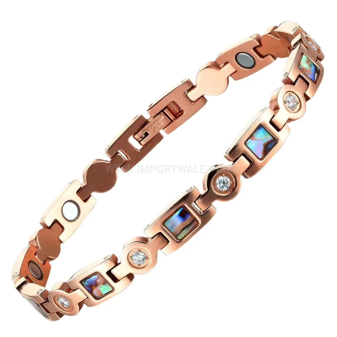 Rose Gold Titanium Steel Germanium Bio Bracelet with Shell Accent