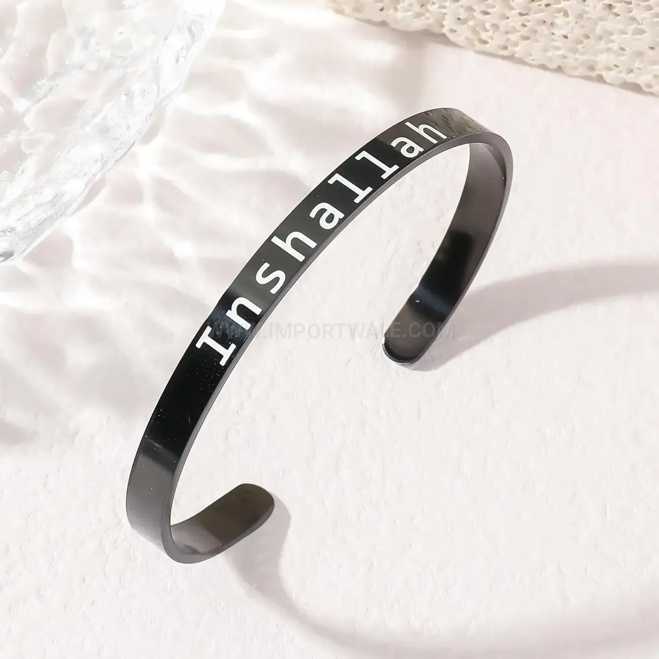 Stainless Steel Inshallah Calligraphy Cuff Bracelet