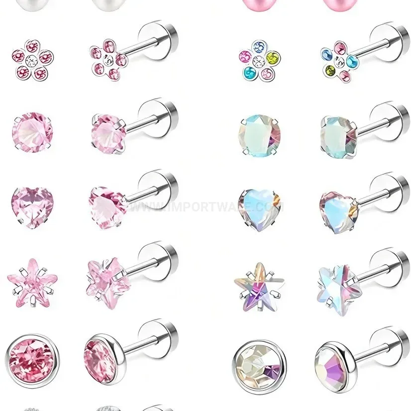 Trendy Vibrant Zircon Stainless Steel Heart And Star Stud Earrings