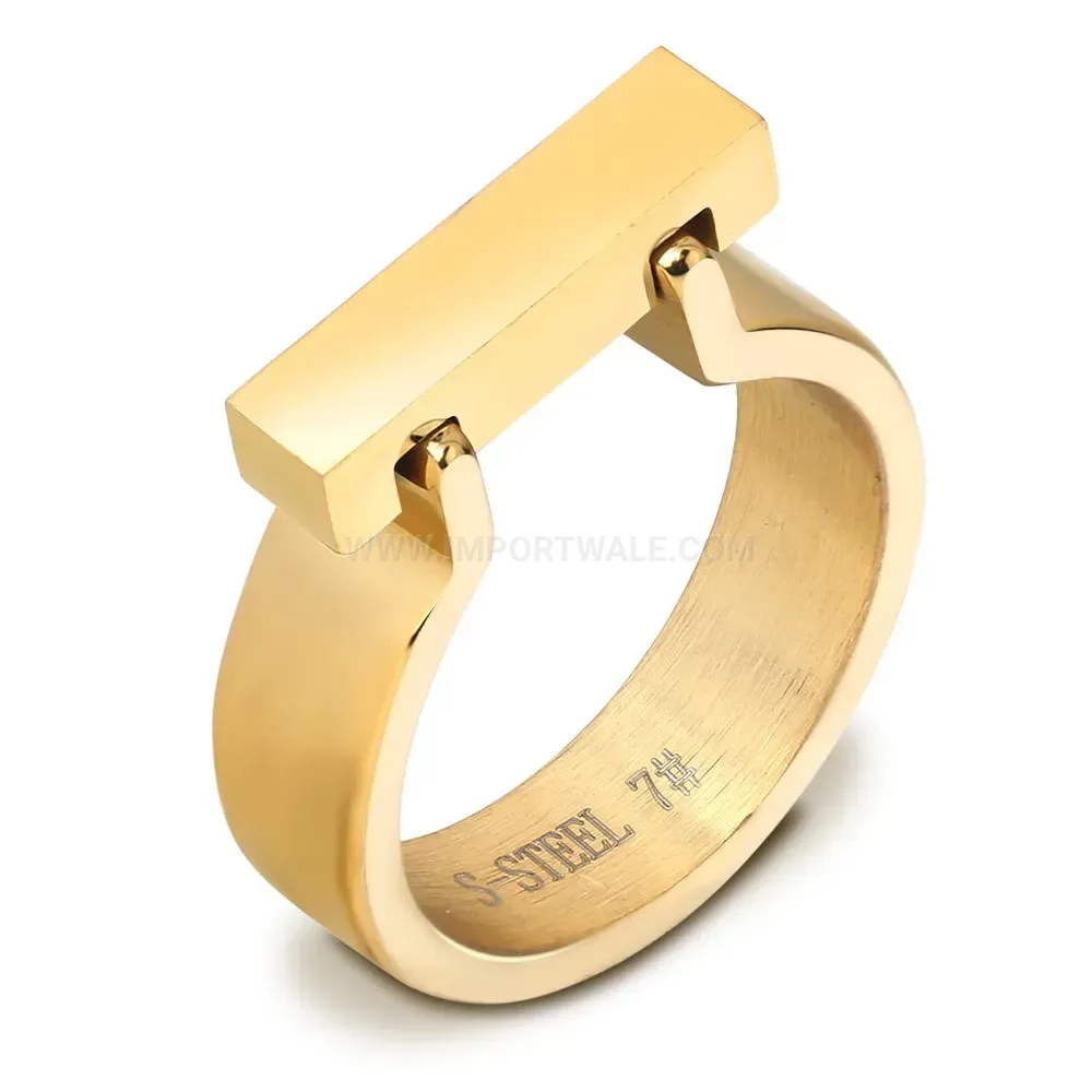 Chic Sleek Rectangular Polished Stainless Steel Band Ring