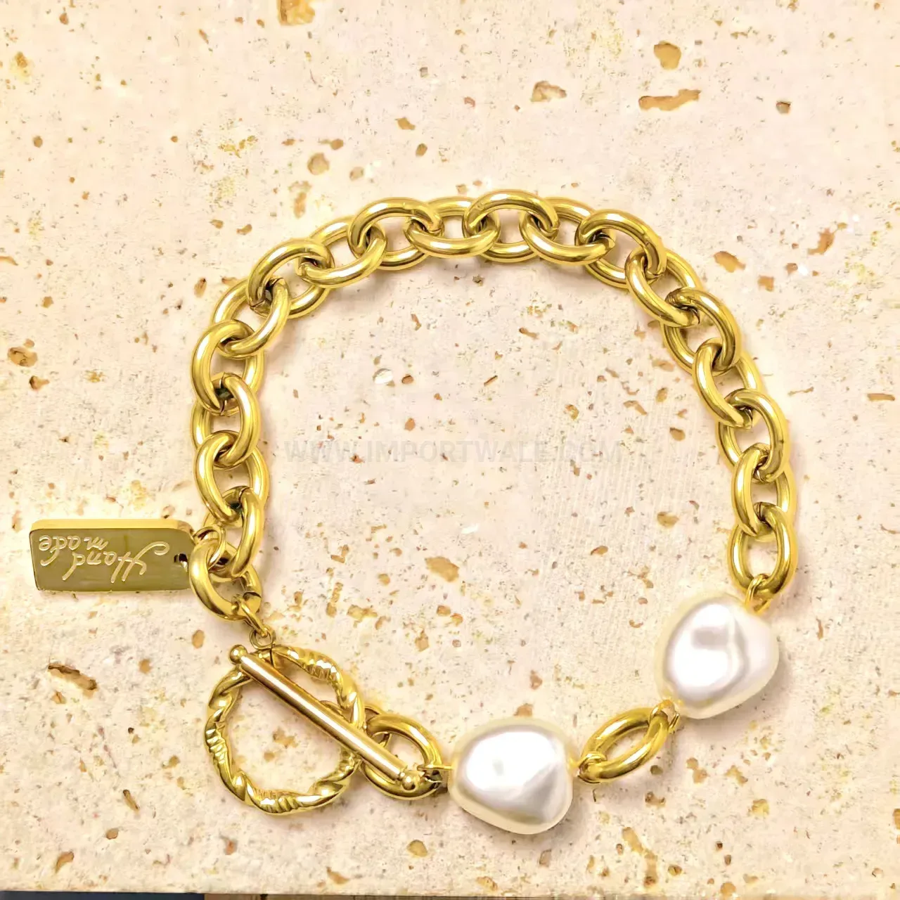 Pearl and Stainless Steel OT Clasp Bracelet