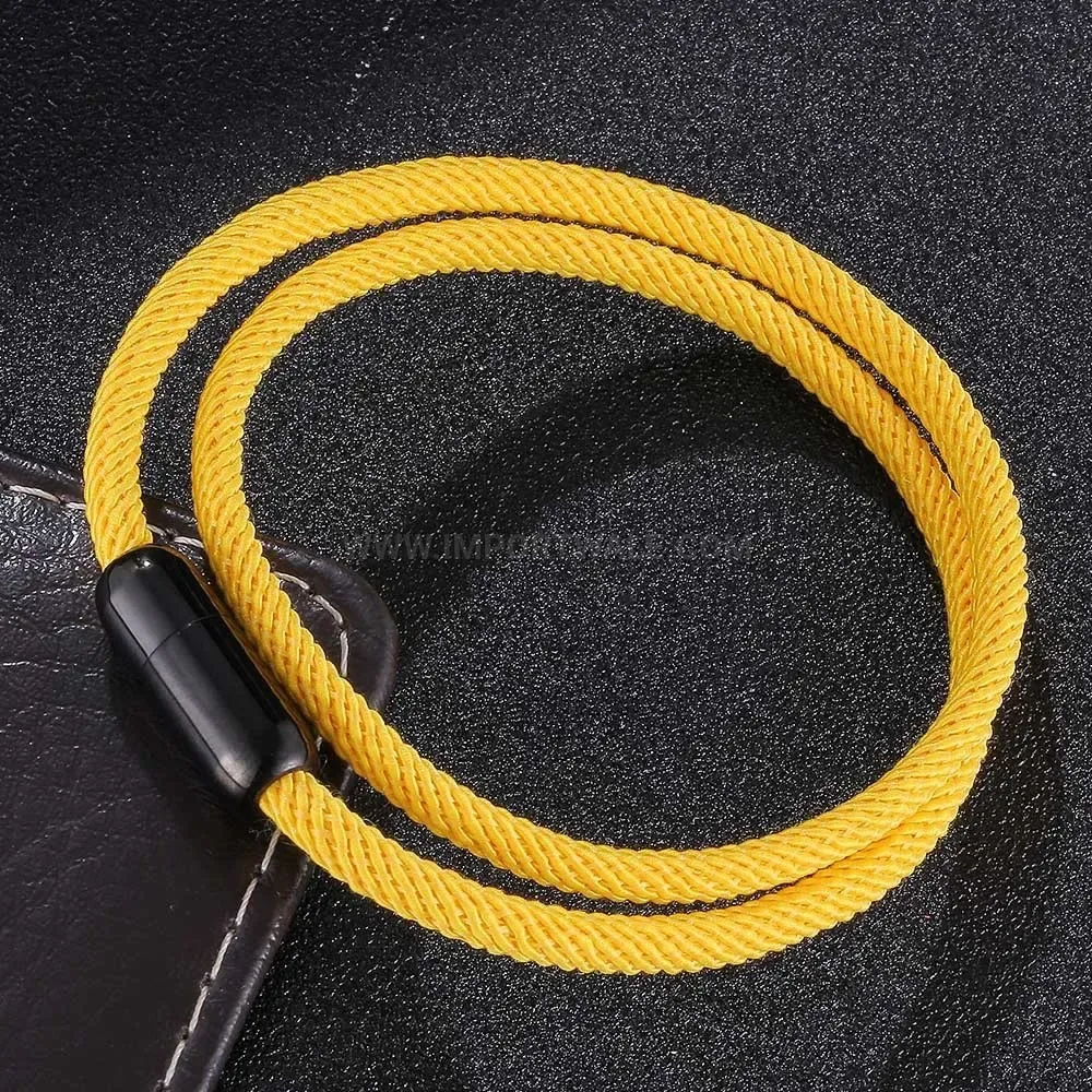 Double-Layer Milan Cord Bracelet with Black Magnetic Clasp