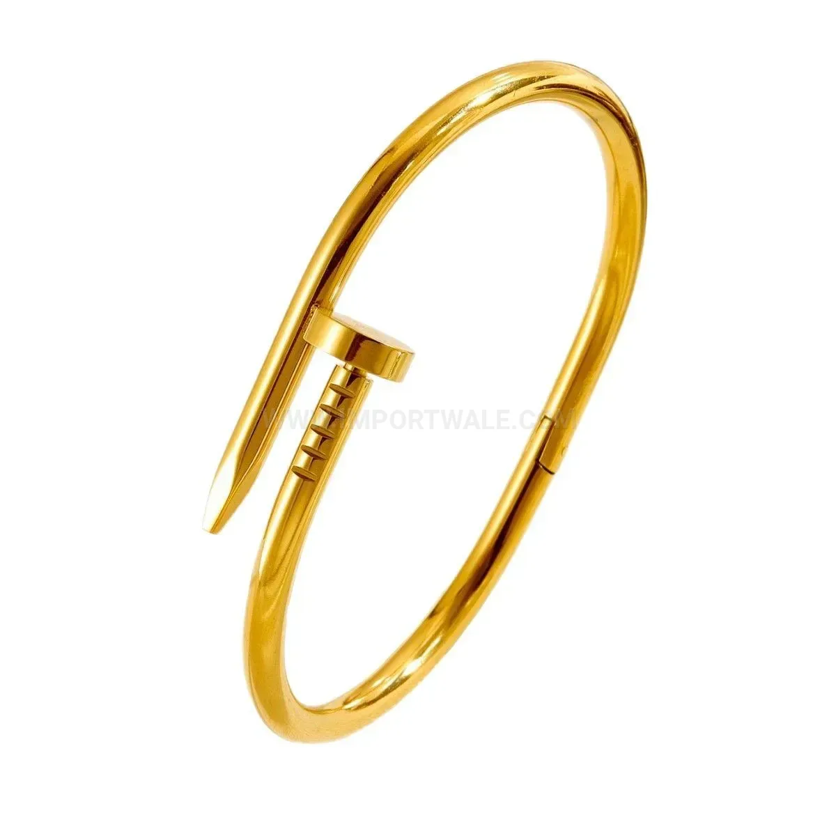 Classic Sleek Plated Titanium Steel Nail Bangle Bracelet