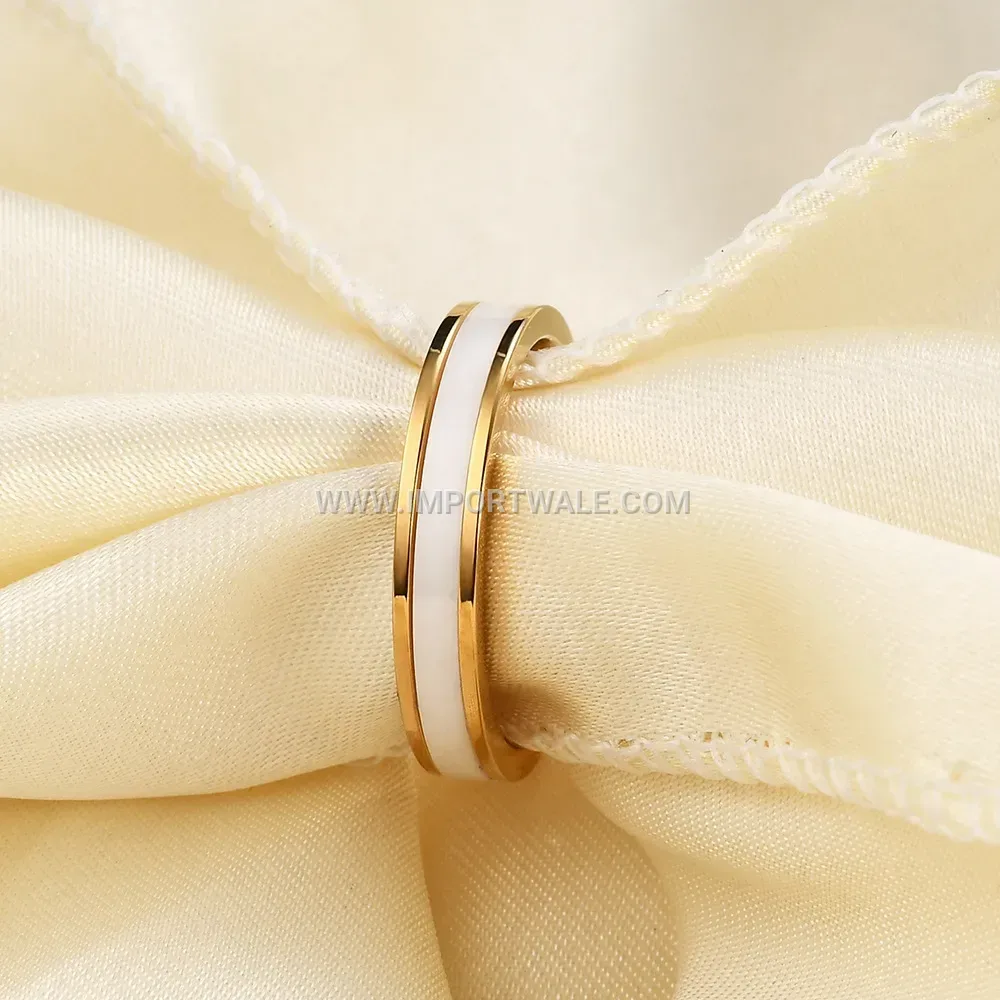 Single Groove Stainless Steel Ceramic Band Ring