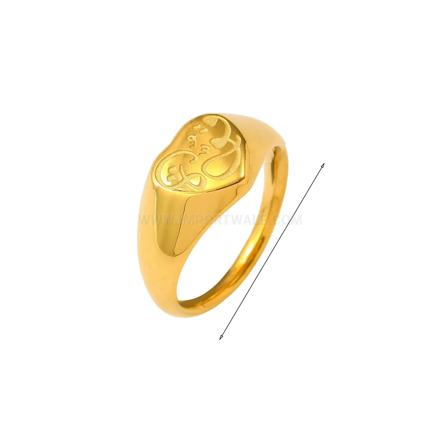 Premium Stainless Steel Heart Arabic Calligraphy Signet Ring