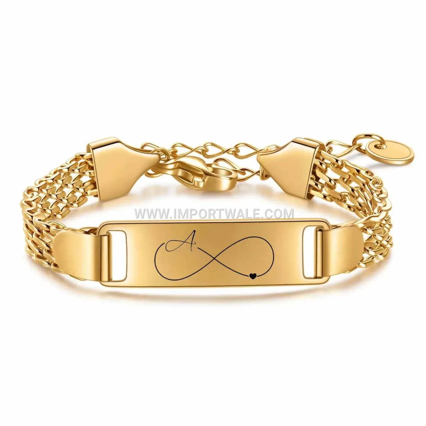 Stainless Steel Initial Heart Mesh Bangle Bracelet