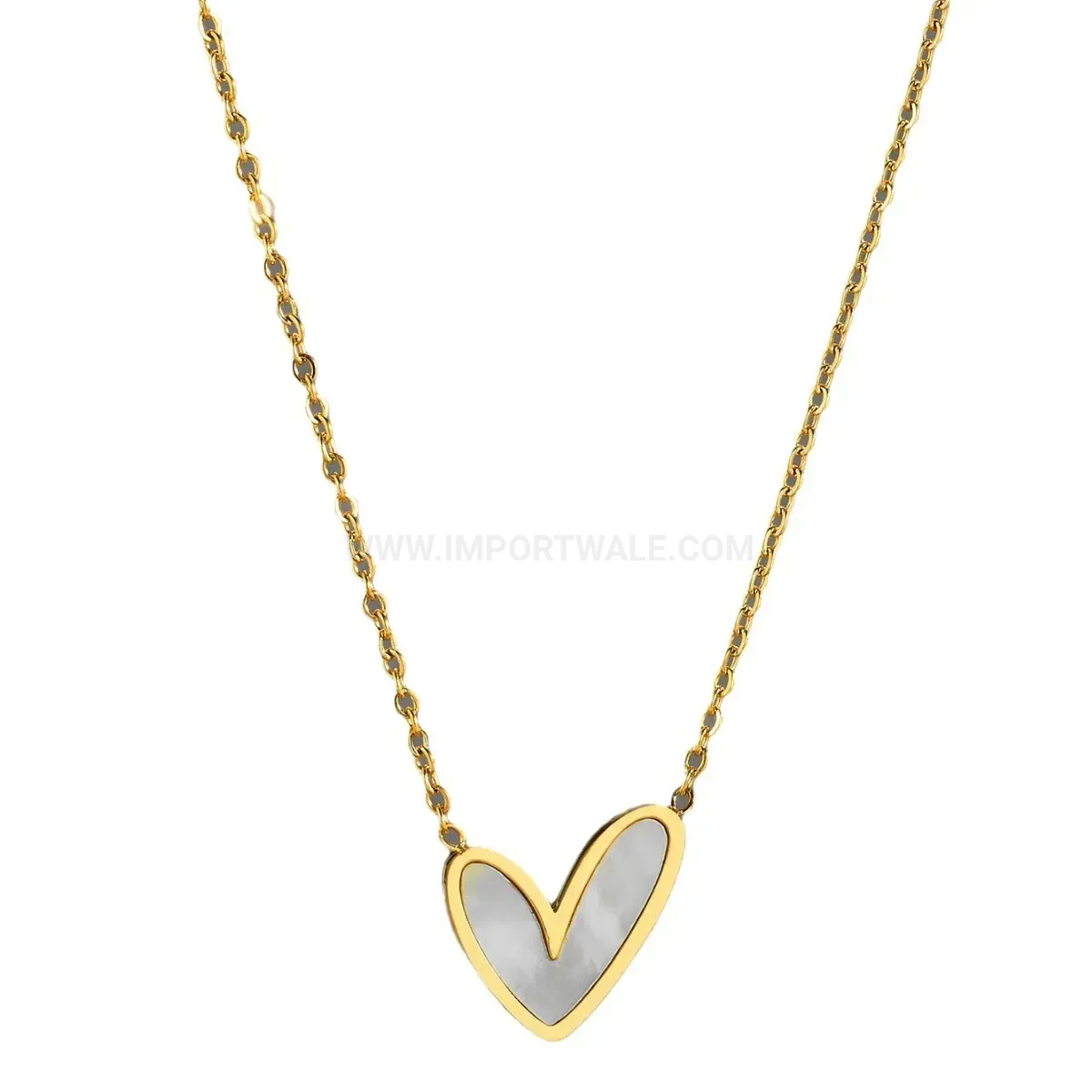 Stylish White Shell Heart Pendant Titanium Steel Layered Collar Necklace