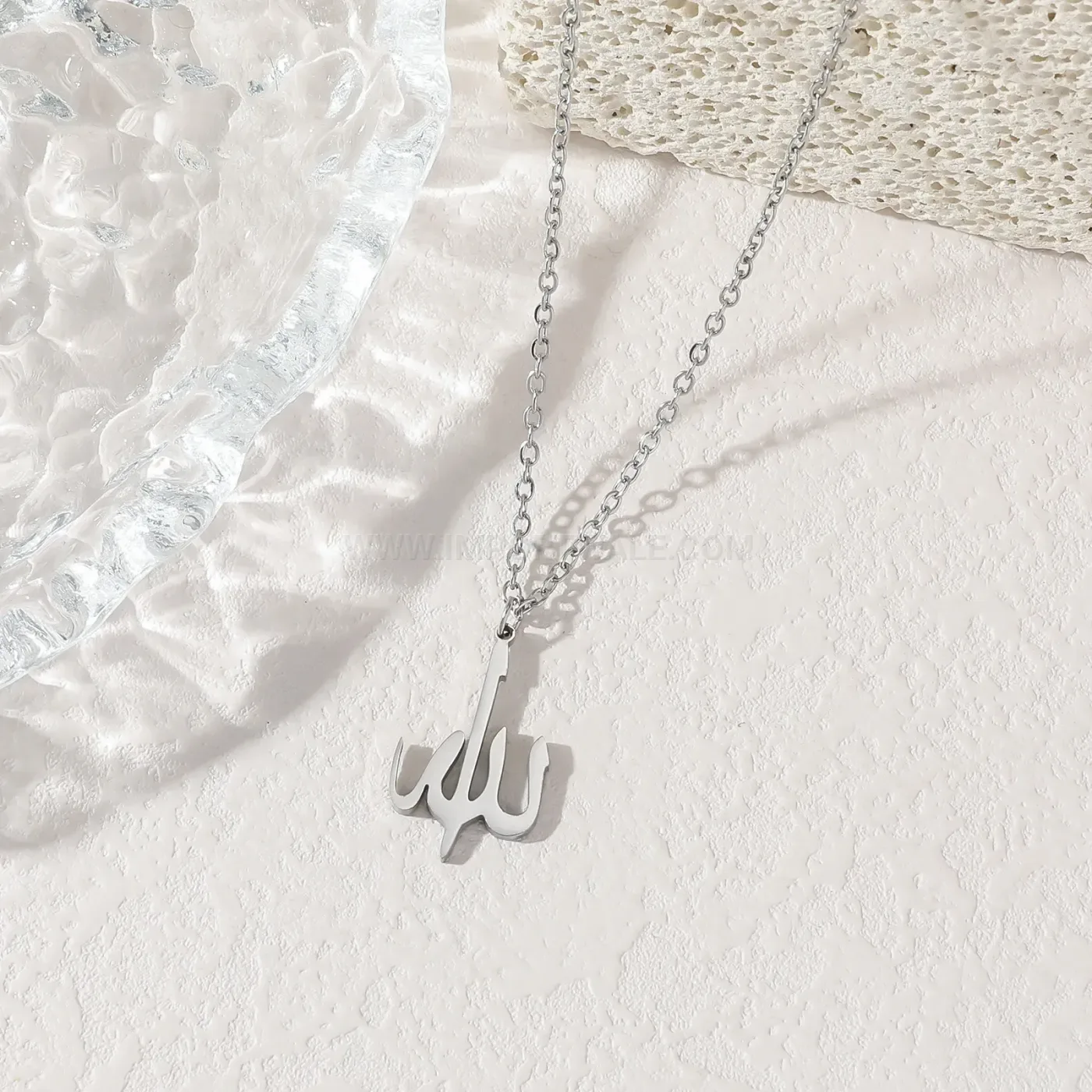 Premium Polished Stainless Steel Arabic Calligraphy Pendant Necklace
