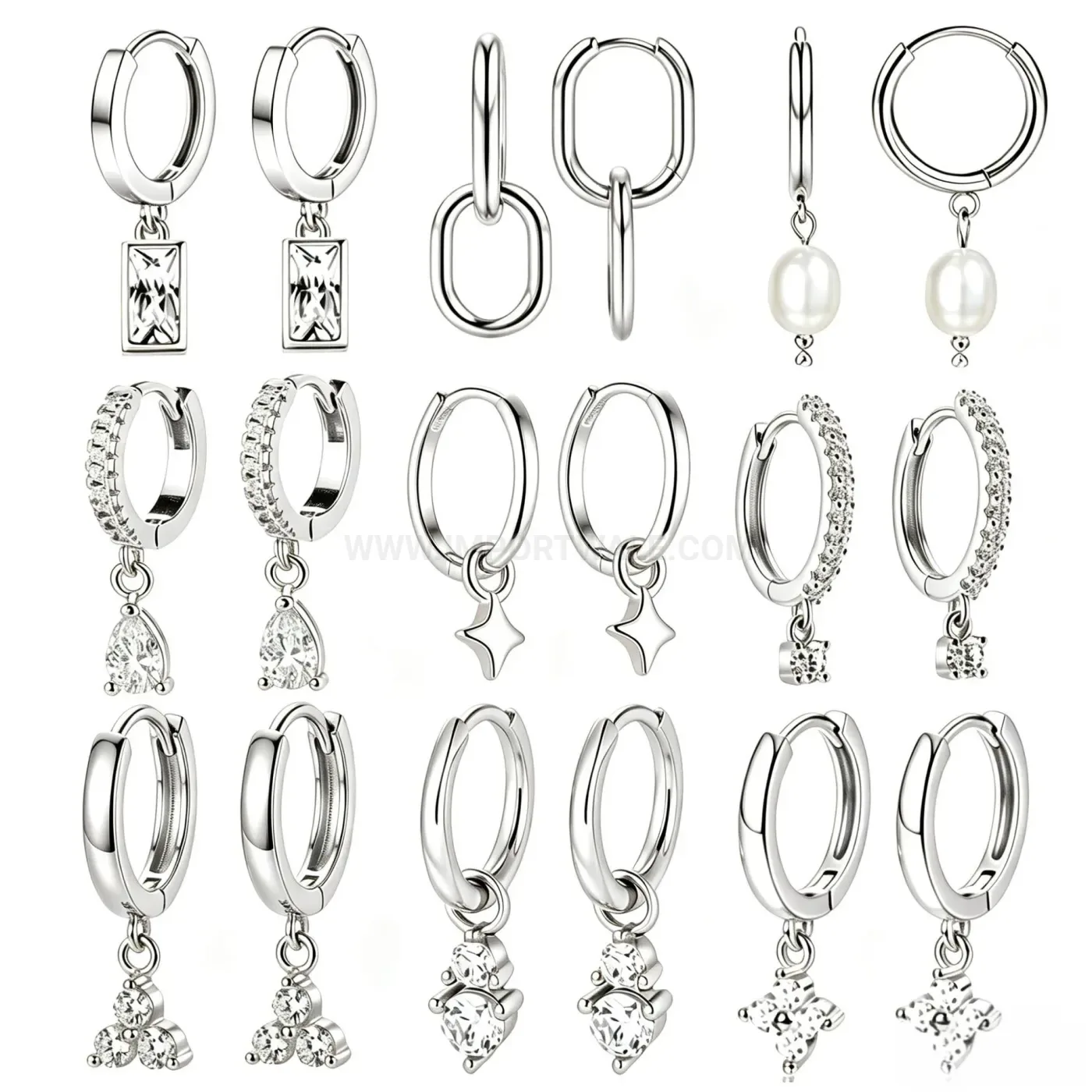 Premium Stainless Steel Pearl Charm Geometric Ear Cartilage Piercing Studs