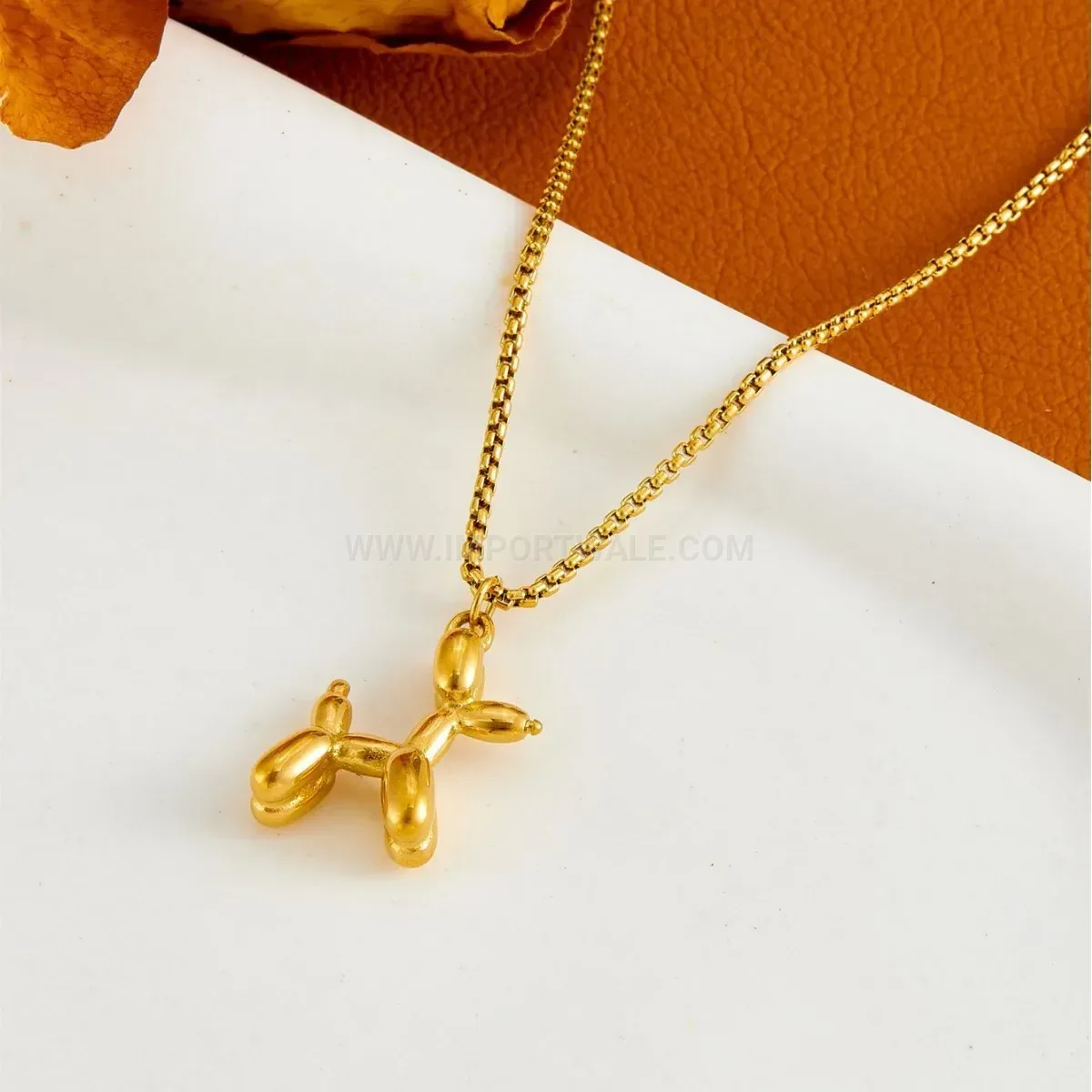 Chic Retro Titanium Steel Balloon Dog Geometric Pendant Necklace