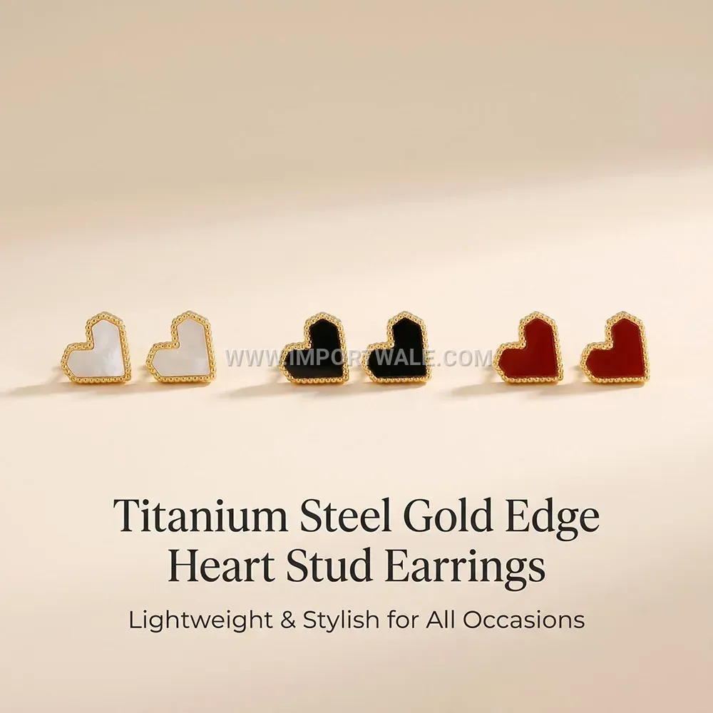 Heart Shell Inlaid 18K Gold Plated Stainless Steel Five-Flower Stud Earrings