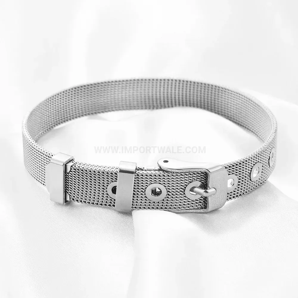 Sleek Stainless Steel Mesh Watchband Style Bracelet