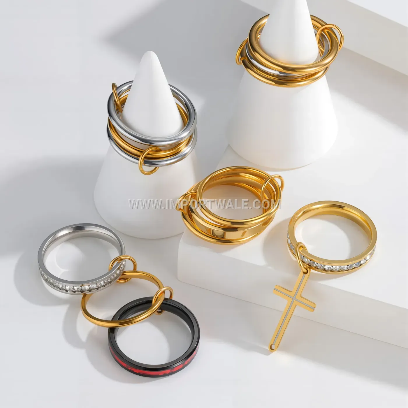 Geometric Stackable Stainless Steel Chain Band