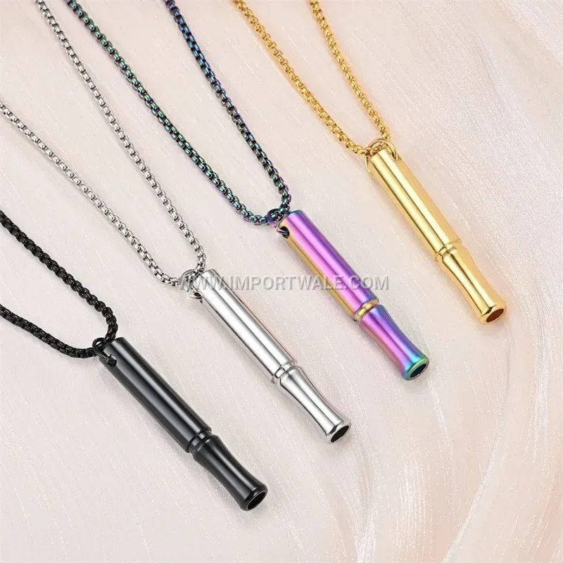 Stainless Steel Mindful Breathing Pendant Link Chain Necklace
