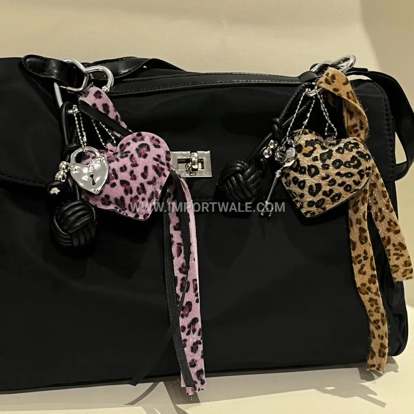 Leopard Print Faux Leather Heart Lock Creative Key chains