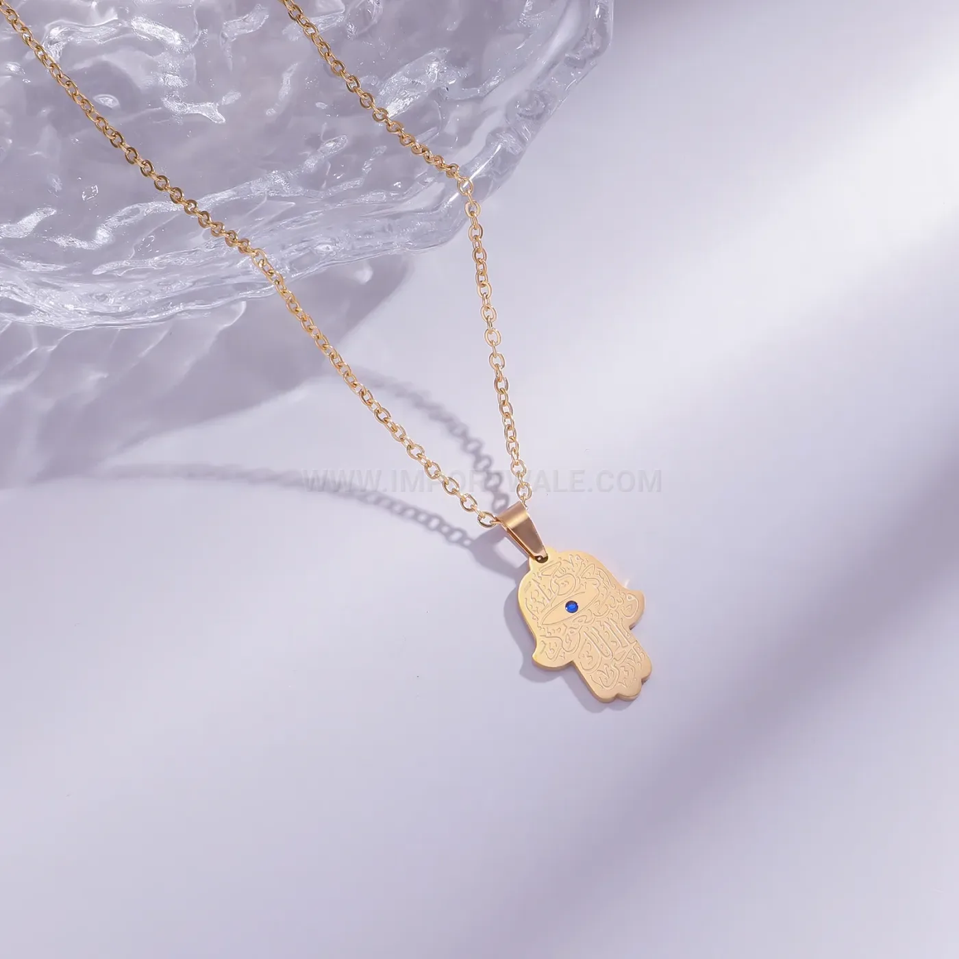 Bold Stainless Steel Arabic Calligraphy Pendant Necklace