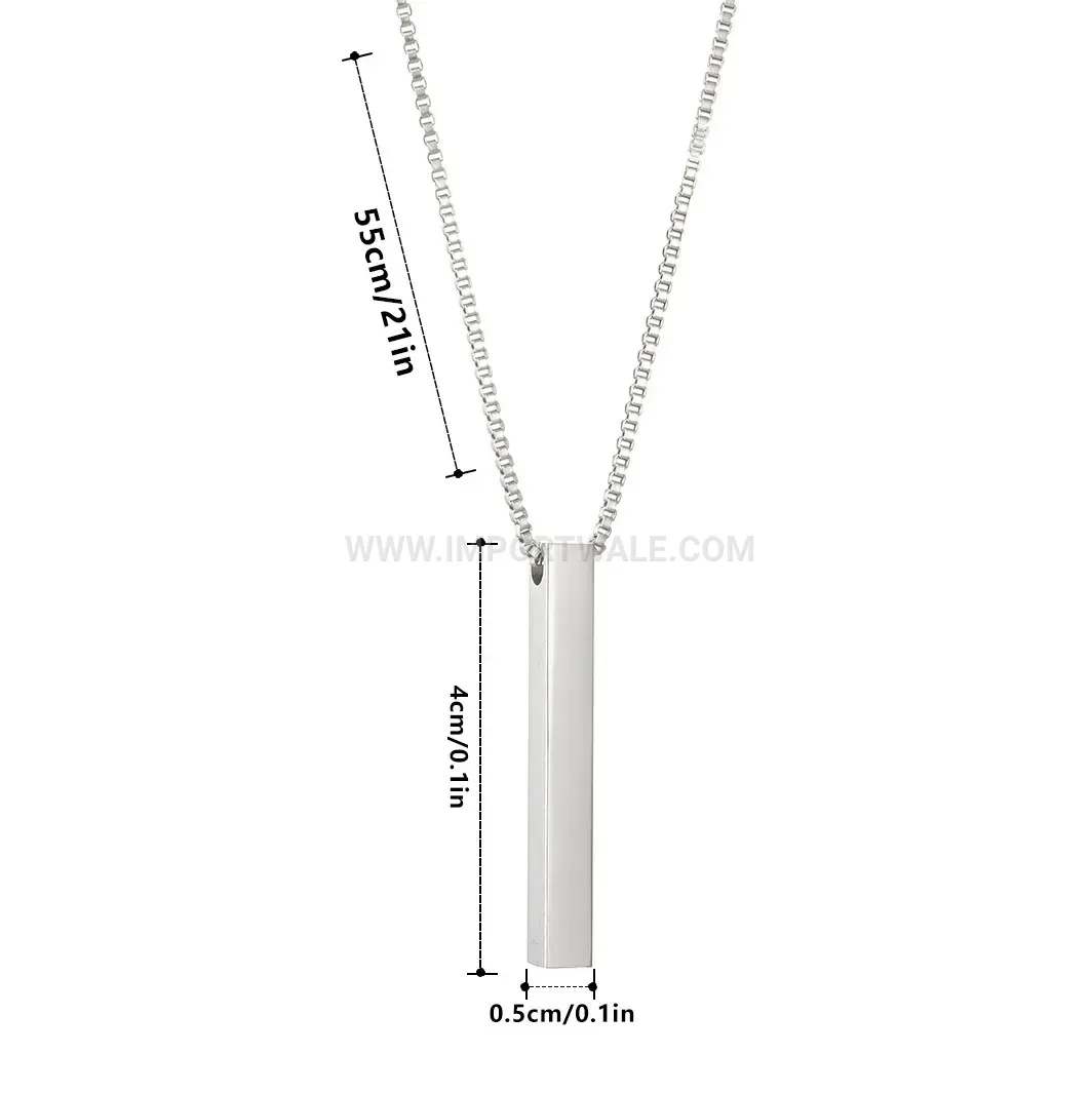 Geometric Vertical Bar Pendant Stainless Steel Unisex Necklace