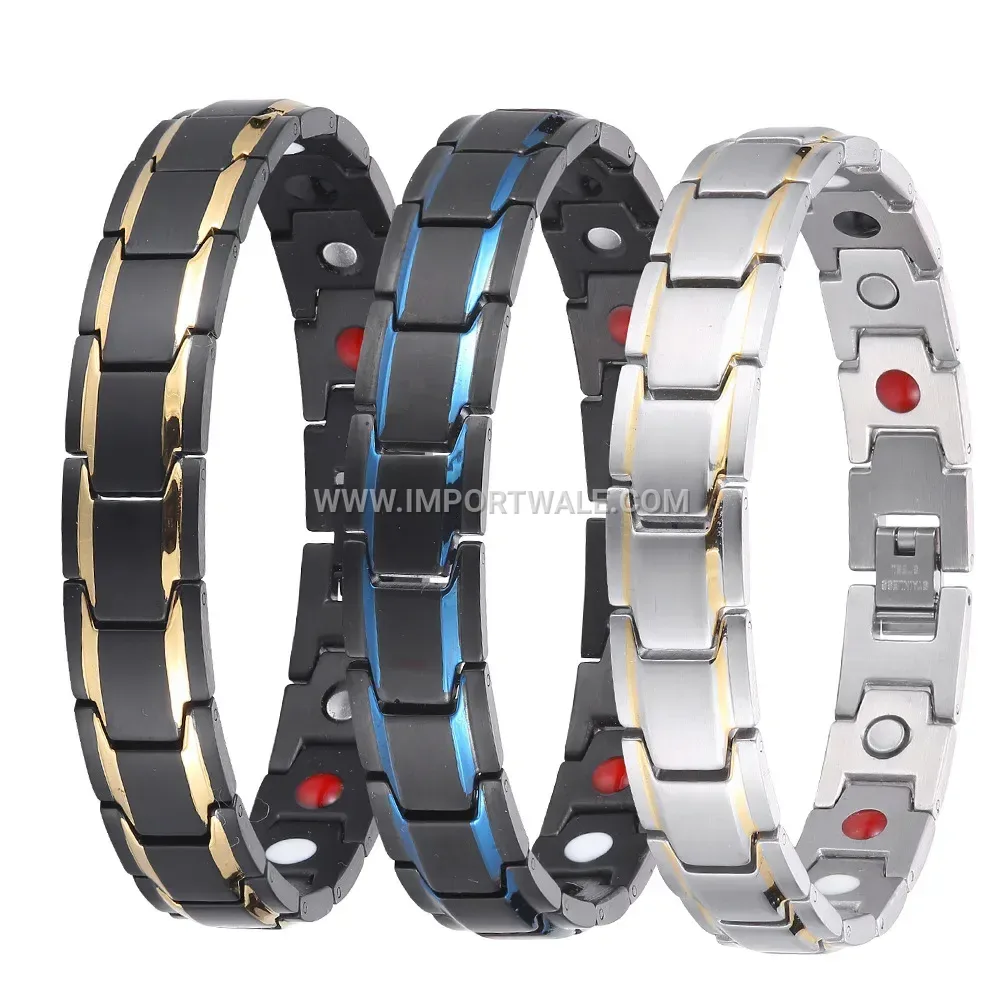 Geometric Beveled Four-in-One Magnetic Titanium Steel Bracelet
