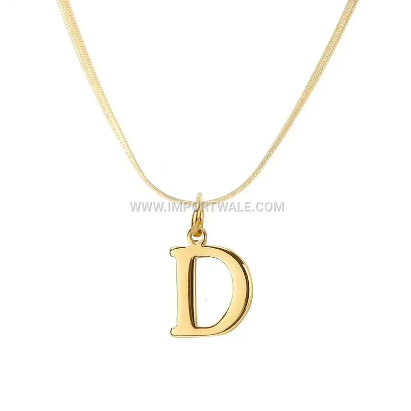 Personalized Stainless Steel Initial Letter Pendant Necklace with Link Chain